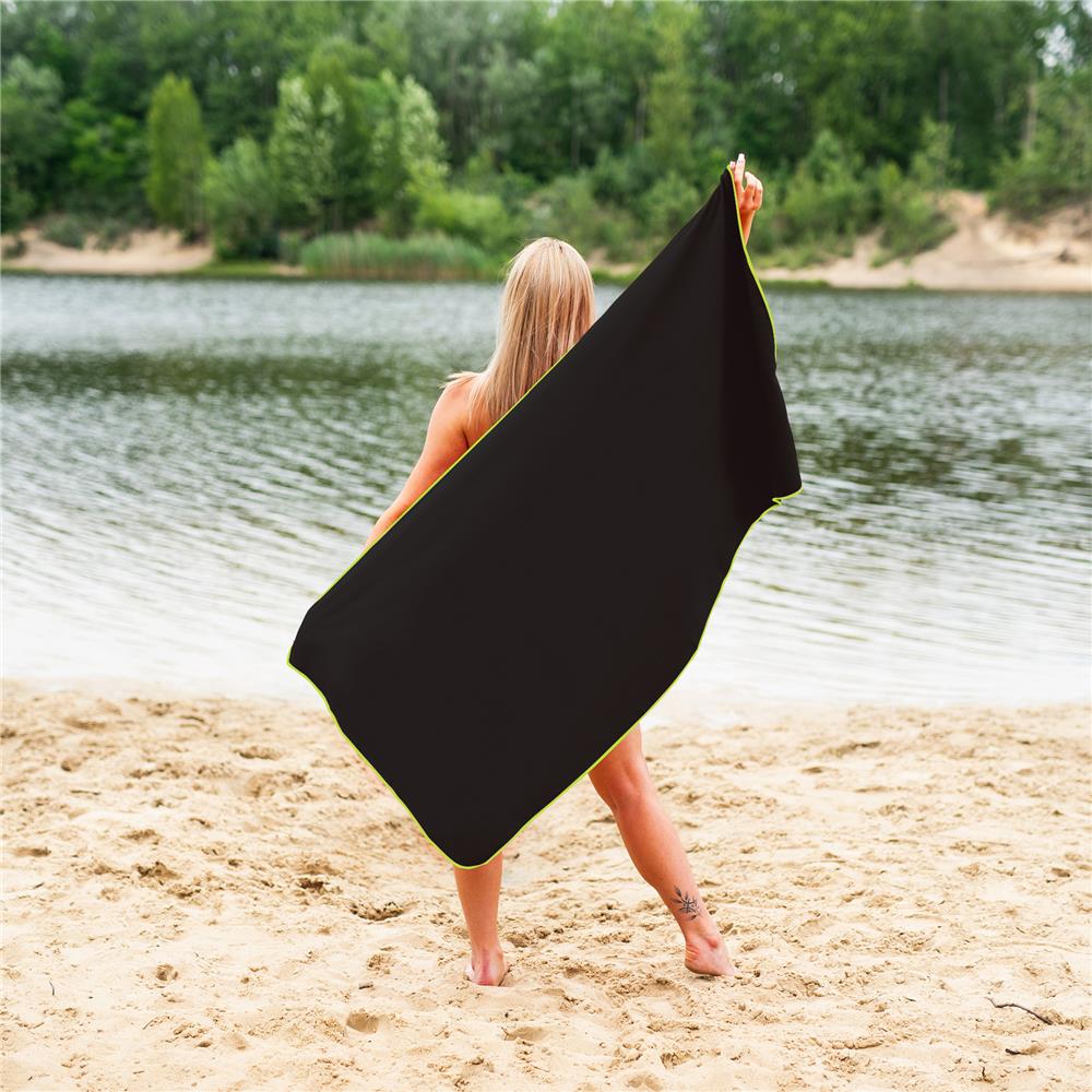 NILS Mikrofaserhandtuch 140x70 cm in Schwarz - schnelltrocknendes Handtuch für Camping, Strand & Sport