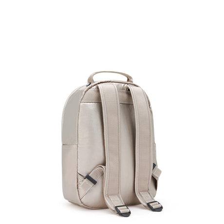 Kipling SEOUL S, Kleiner Rucksack, Metallic Glow (beige), 14L, mit 11-Zoll-Tabletfach