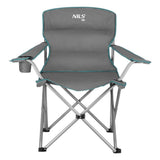 NILS CAMP Campingstuhl Grau-Grün - gepolsterter Klappstuhl mit Armlehnen für Camping, Garten & Angeln