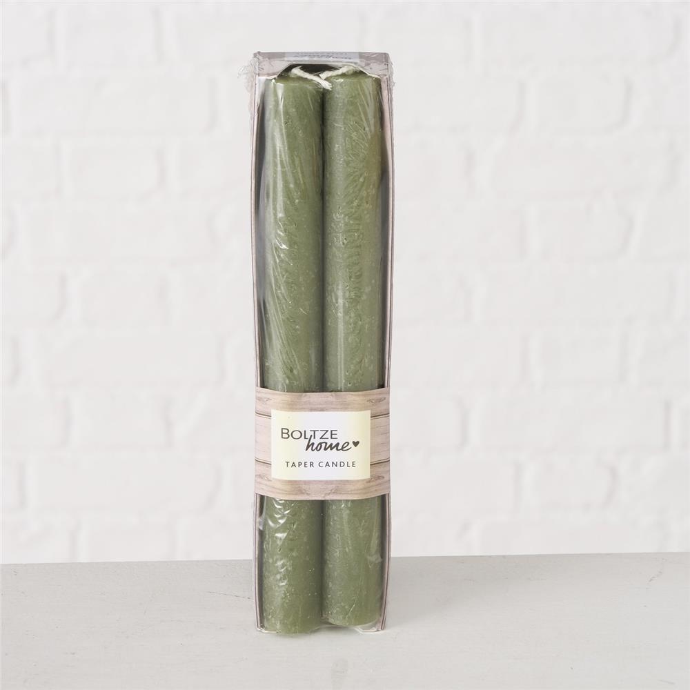 BOLTZE Stabkerze Melia grün 4 Stück 20cm Kerzen Wachskerzen Leuchterkerzen Tafelkerzen