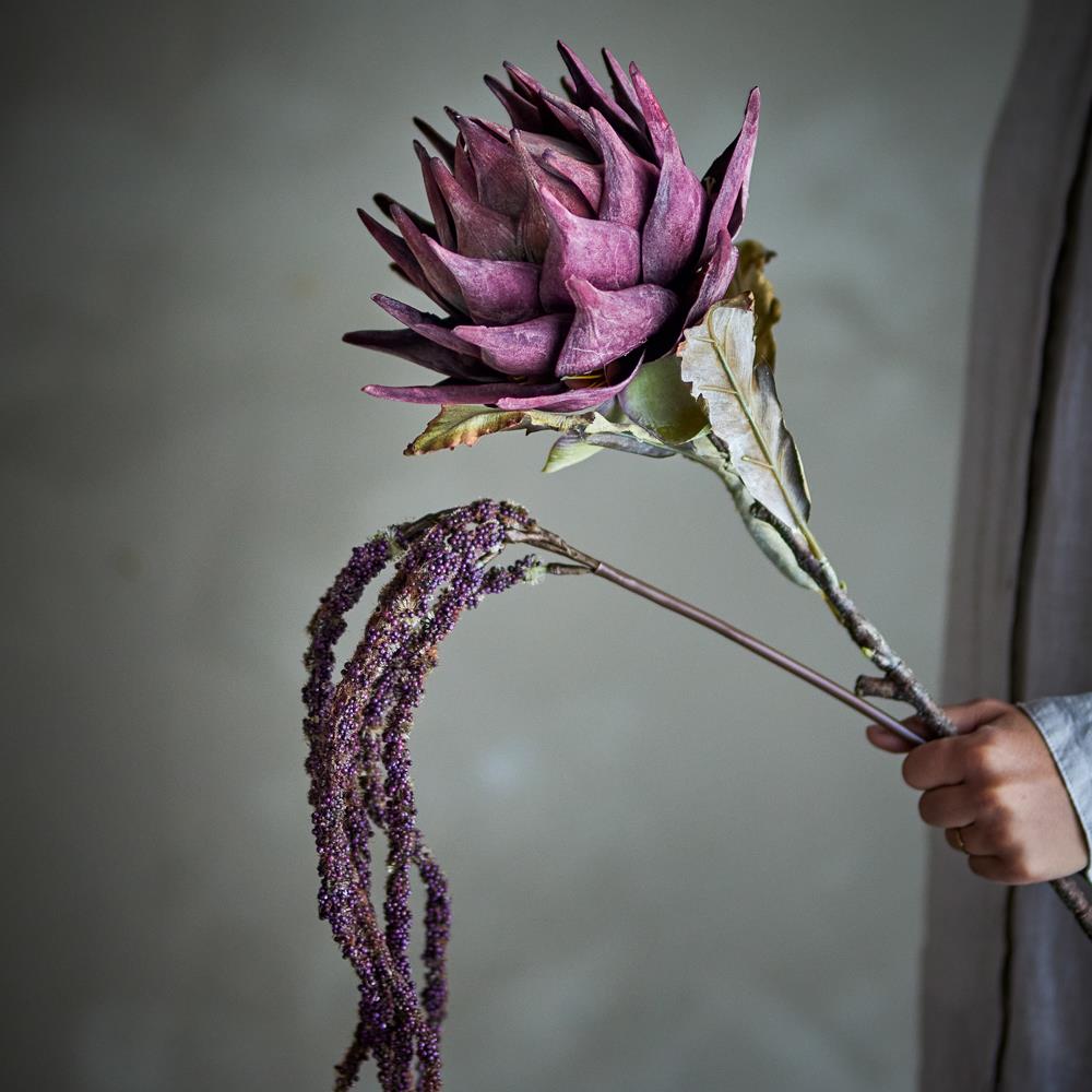 Bloomingville Protea Kunstblume Violett Stiel 76cm Dekoblume