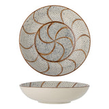 Bloomingville Heikki Schale – große Steingutschale, handbemalt in Braun & Blau, Ø 32 cm