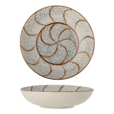 Bloomingville Heikki Schale – große Steingutschale, handbemalt in Braun & Blau, Ø 32 cm