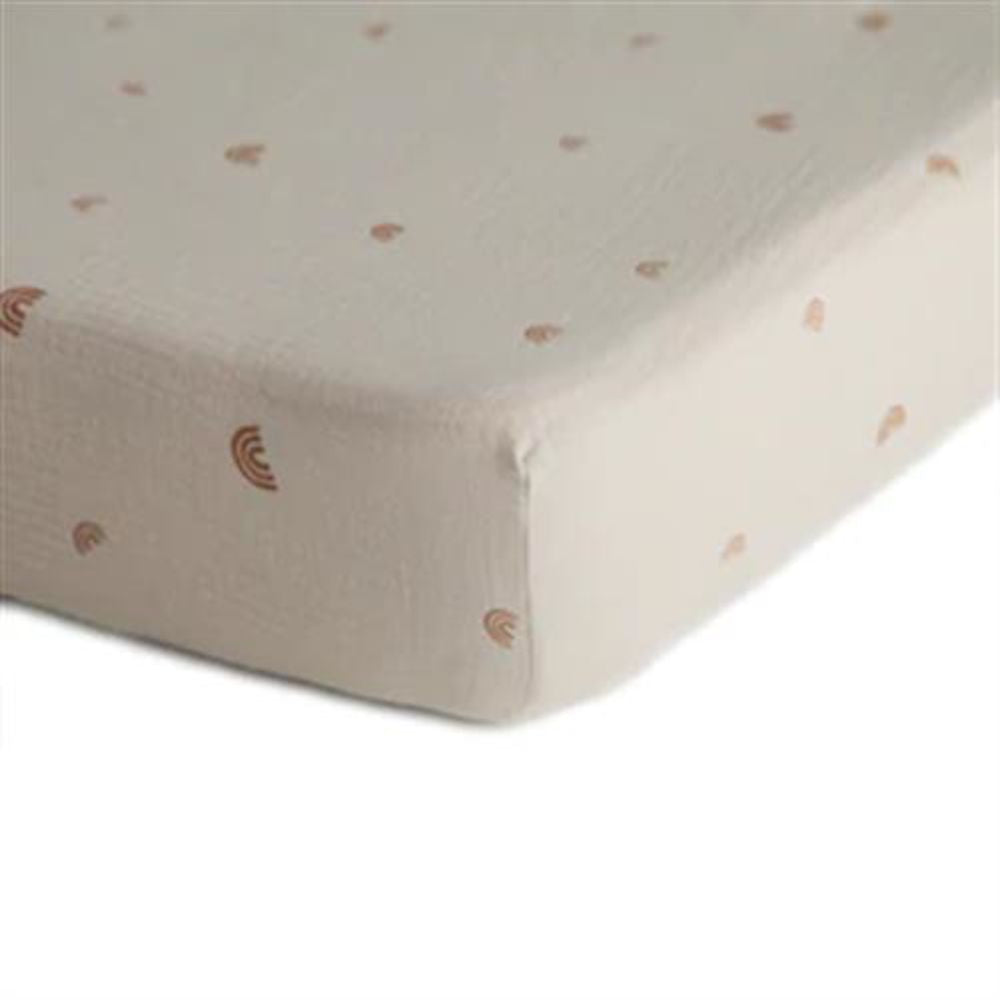 Mushie Extra weiches Musselin-Kinderbettlaken, Rainbows, 132x71cm Spannbettlaken