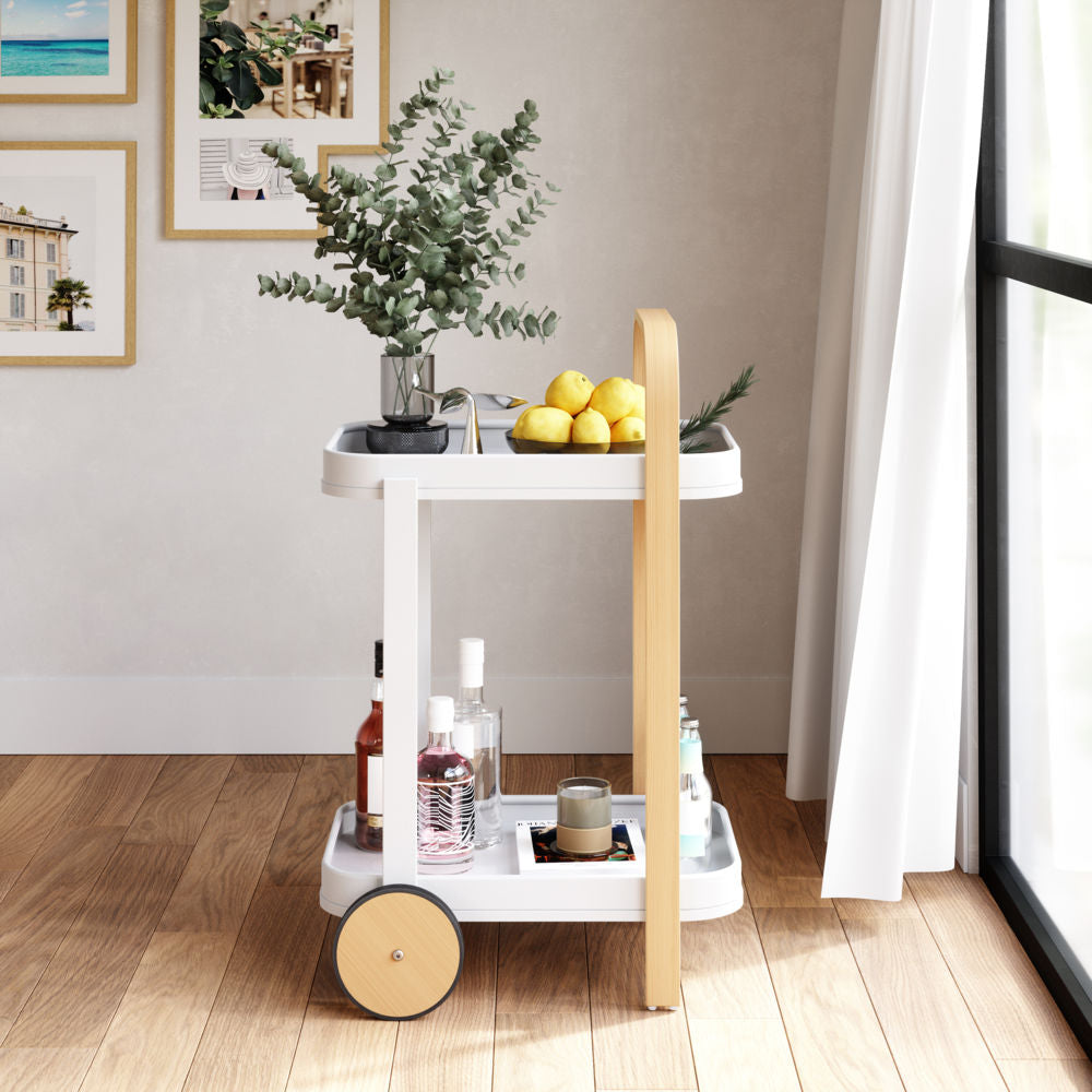 Umbra Bellwood Barwagen, Aufbewahrungswagen, Servierwagen in Weiß/Natur