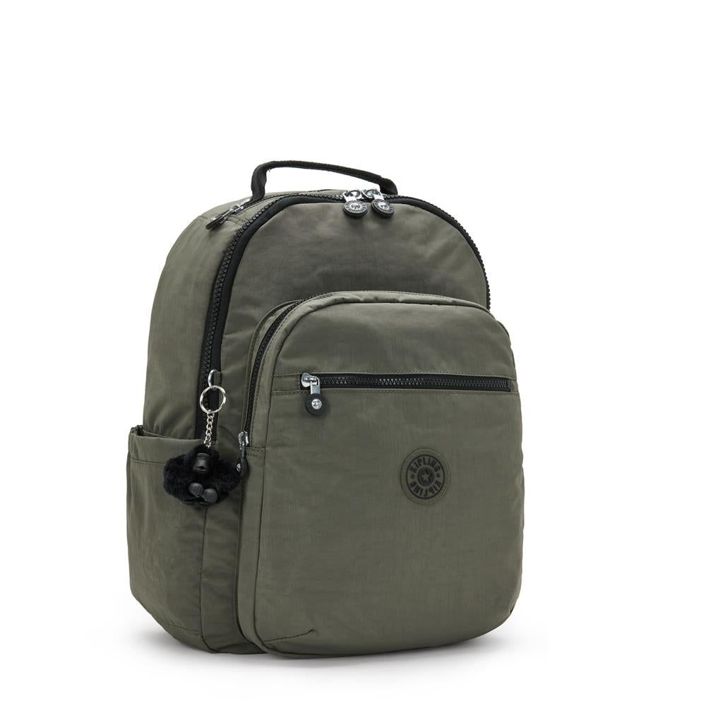 Kipling SEOUL L, Großer Schulrucksack mit 15-Zoll-Laptopfach, 27L, Green Moss (grün)