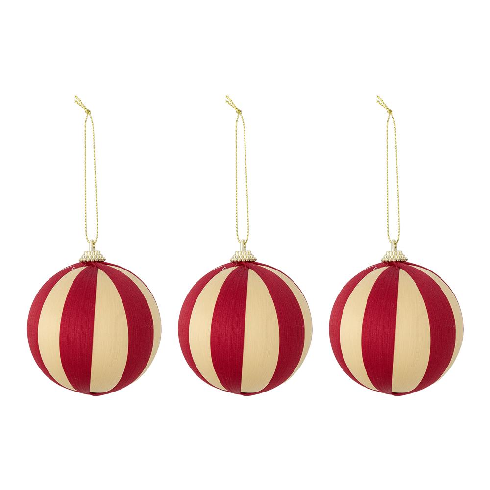 Bloomingville Wynn Weihnachtskugeln, Rot, 3er Set Christbaumschmuck mit Streifen