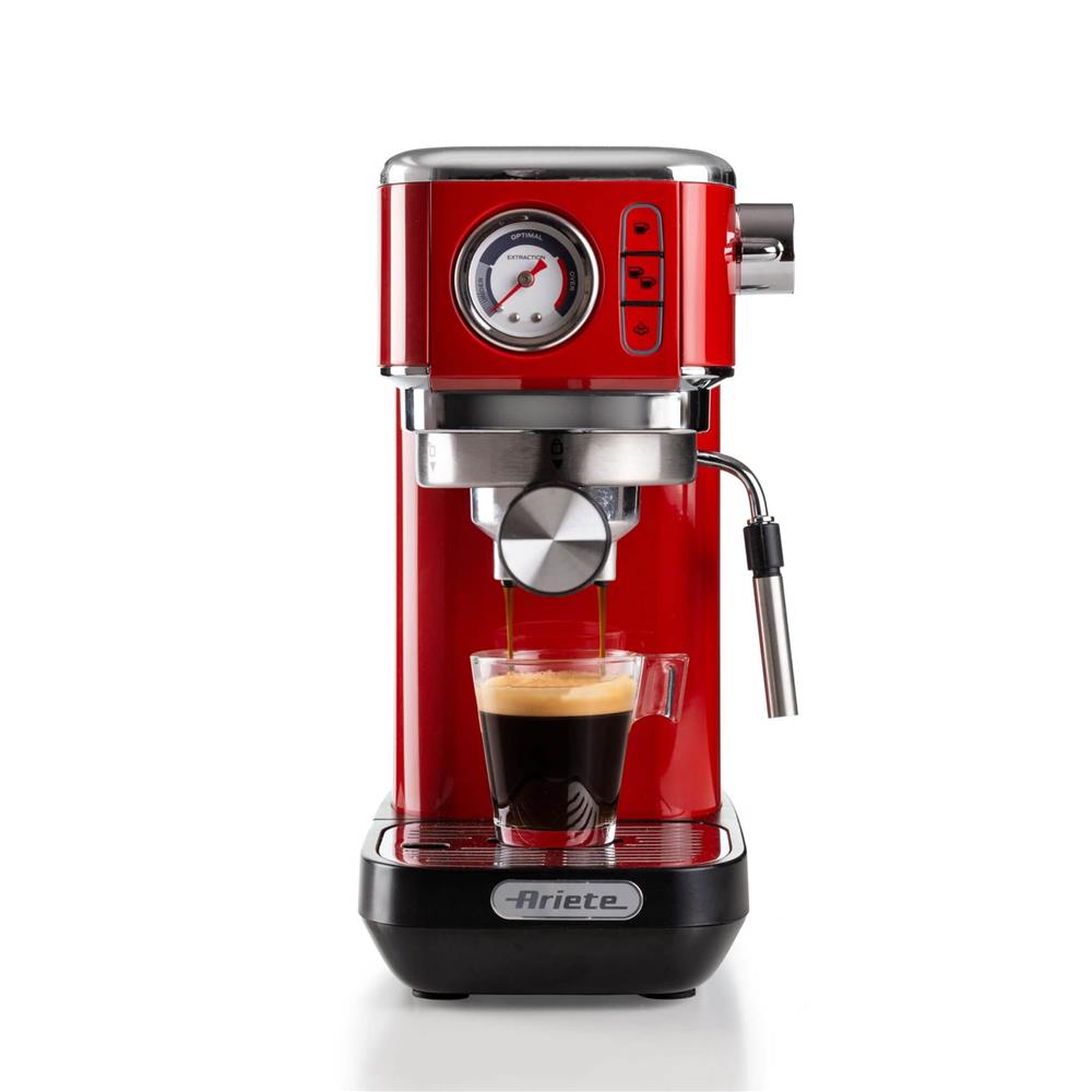 Ariete Moderna Espressomaschine Slim, Rot, Siebträgermaschine, 1-Tassen-Kaffeemaschine