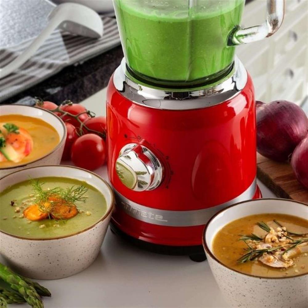Ariete Moderna Standmixer, Rot, Glasbehälter 1,5L, Smoothie Maker, Modernes Design