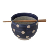 Bloomingville Masami Schale Essstäbchen Steingut Blau 13 x 10 cm