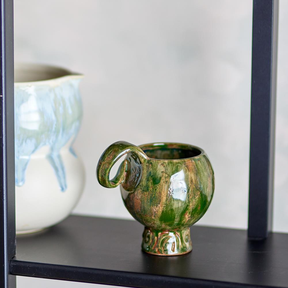 Bloomingville Avonlea Tasse Grün Steingut D9xH10,5 cm 4er Set – reaktiv glasierte Tassen