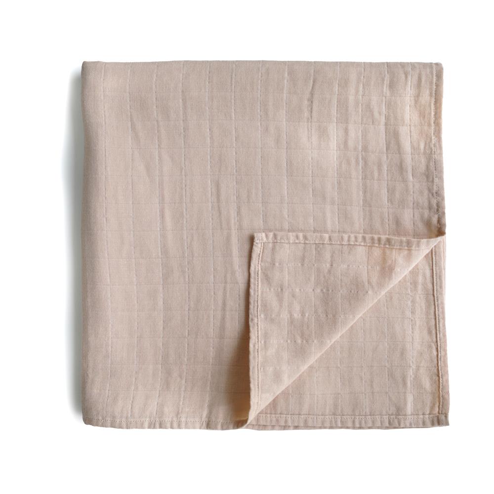 Mushie Musselin-Baby-Wickeldecke, Blush, Pucktuch aus 100% Bio-Baumwolle