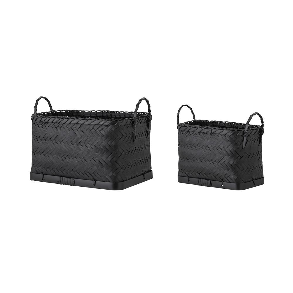 Bloomingville Carmil Korb, 2er Set, in Schwarz, aus Seegras