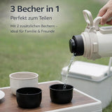 LocknLock Isolierkanne 1,8 L Creme - Thermoskanne Edelstahl mit Becher & Tragegurt