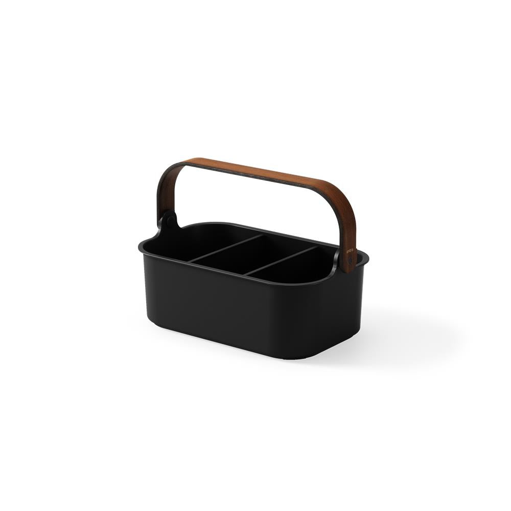Umbra Bellwood Vorratsschrank Organizer mit 3 Fächern, mittlerer Aufbewahrungsbehälter in Schwarz/Walnuss