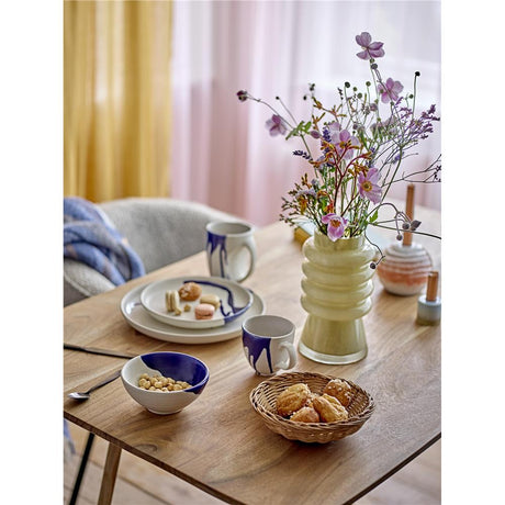 Bloomingville Okayama Tasse in Weiß/Blau, 310ml, aus Steingut