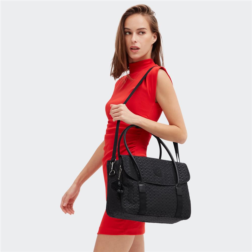 Kipling SUPERWORKER S, Laptop Tasche mit 13-Zoll-Laptopfach, Signature Emb (schwarz)