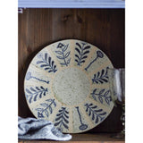 Bloomingville Leonie Teller in Beige/Blau, 21cm, aus Steingut
