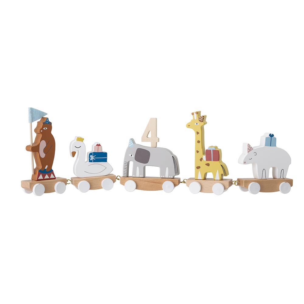 Bloomingville MINI Geburtstagszug Tiere Geburtstagszahl Holz Dekoration Kindergeburtstag dänisches Design