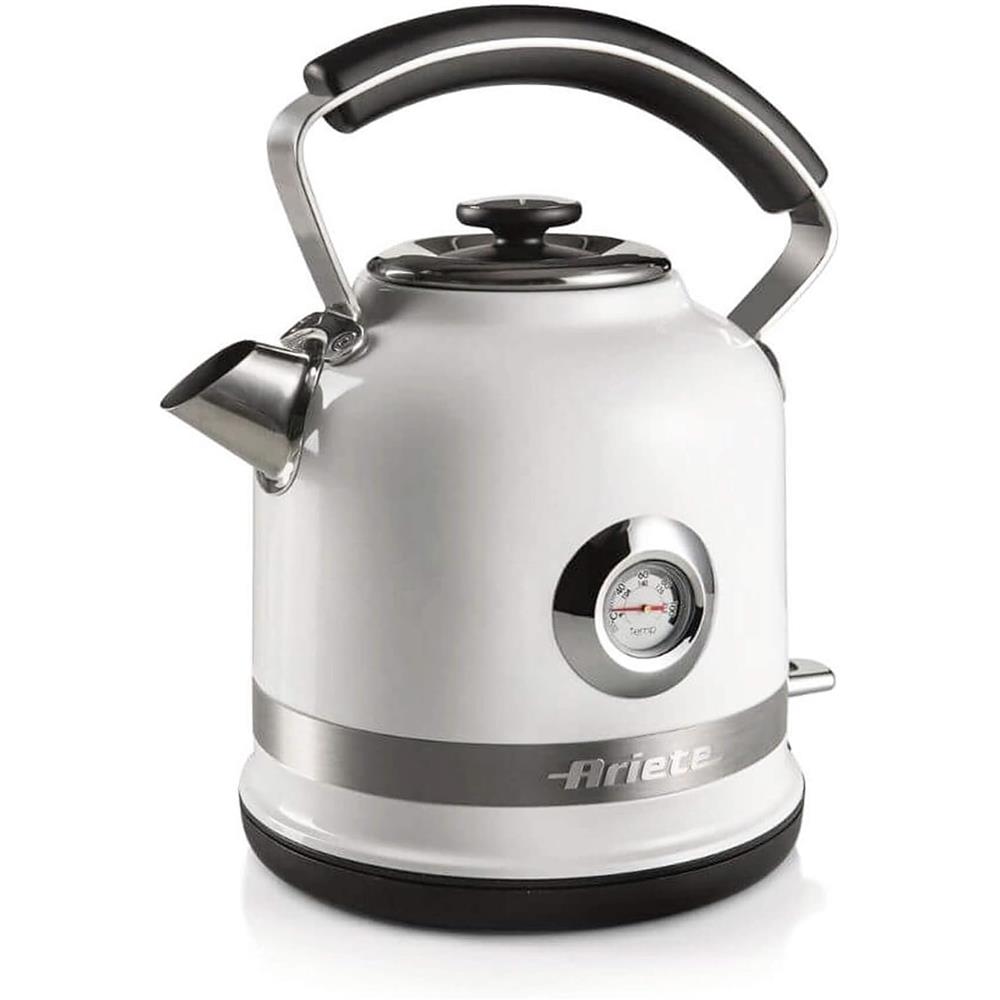 Ariete Moderna Wasserkocher, Weiß, 1,7L, Edelstahlgehäuse, 2000W, Modernes Design