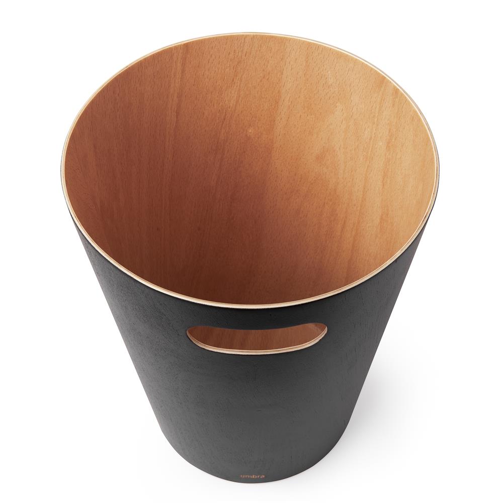 Umbra Woodrow Abfalleimer, Schwarz/Holz, 7,5 Liter, Zweifarbiger Papierkorb