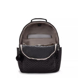 Kipling SEOUL L, Großer Schulrucksack mit 15-Zoll-Laptopfach, 27L, Signature Emb (schwarz)