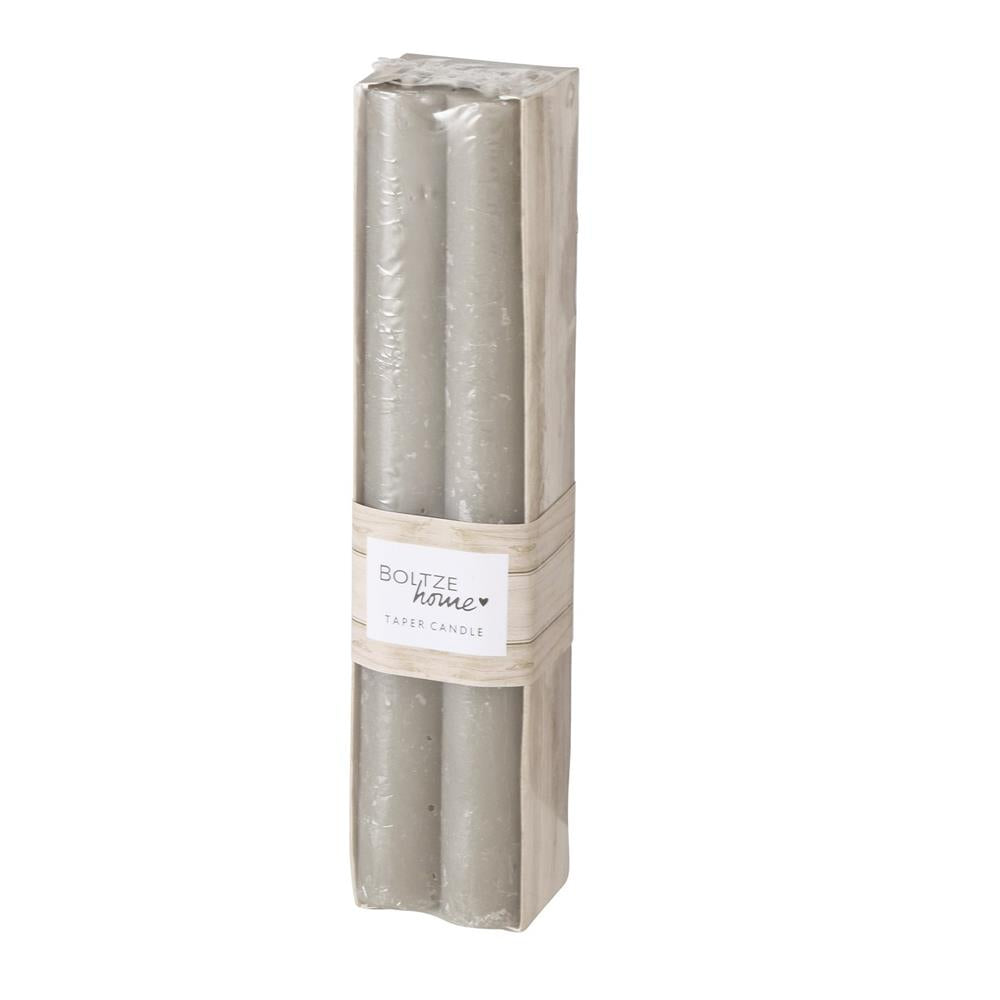 BOLTZE Stabkerze Melia hellgrau 4 Stück 20cm Kerzen Wachskerzen Leuchterkerzen Tafelkerzen