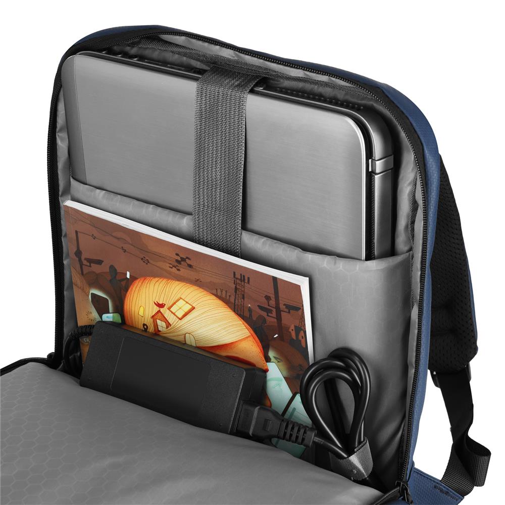 NILS Laptop Rucksack 15L Blau - mit USB- und USB-C-Anschlüssen Arbeit Schule Uni Reisen