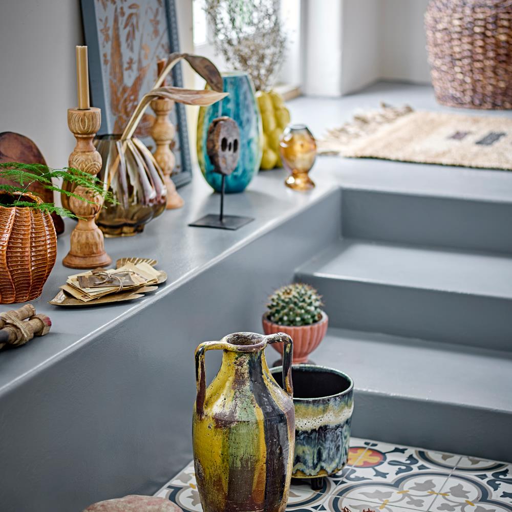 Bloomingville Kalian Vase blau Glas mundgeblasen 29,5 cm