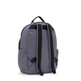 Kipling SEOUL L, Großer Schulrucksack mit 15-Zoll-Laptopfach, 27L, Signature Print (schwarz)