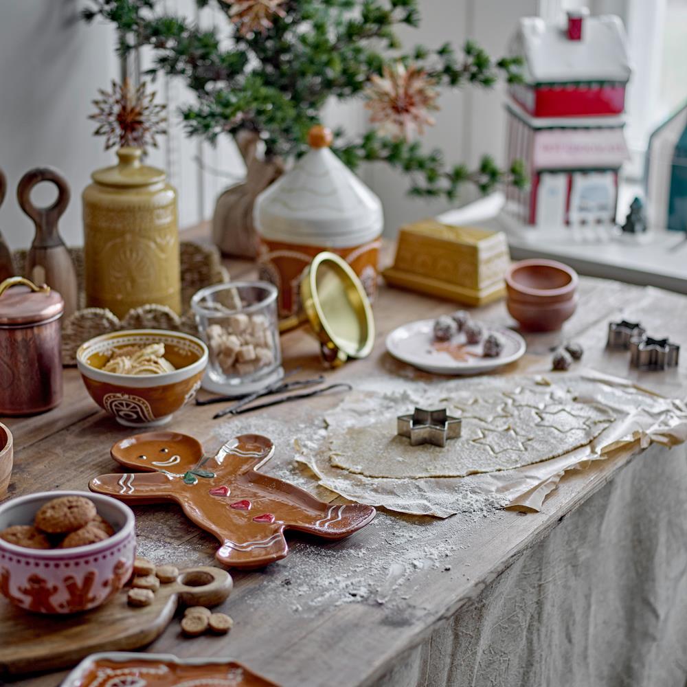 Bloomingville Gina Servierplatte Braun Steingut Hausform weihnachtliche Servierplatte