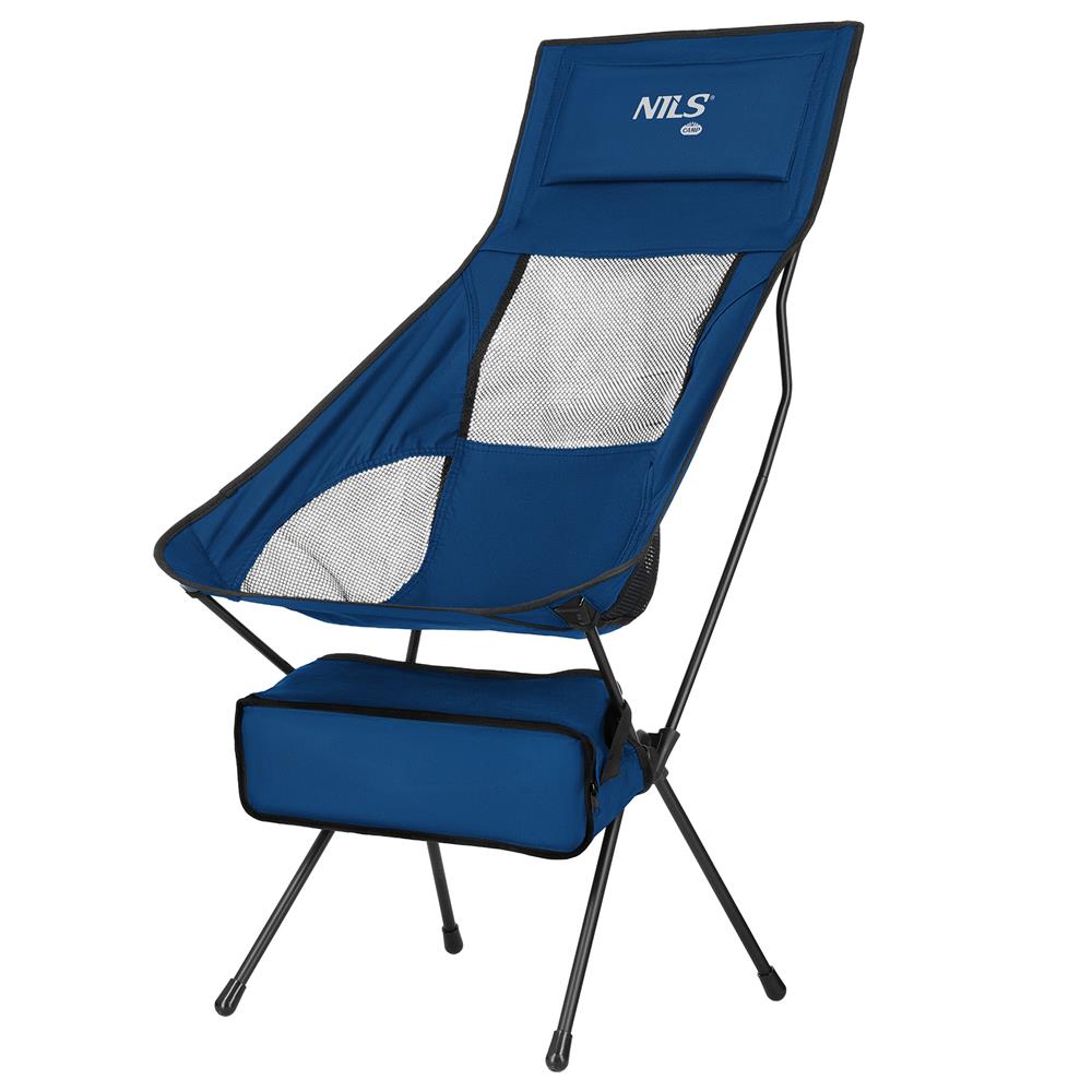 NILS CAMP ultraleichter Klappstuhl in Marineblau - kompakter Campingstuhl mit hoher Rückenlehne