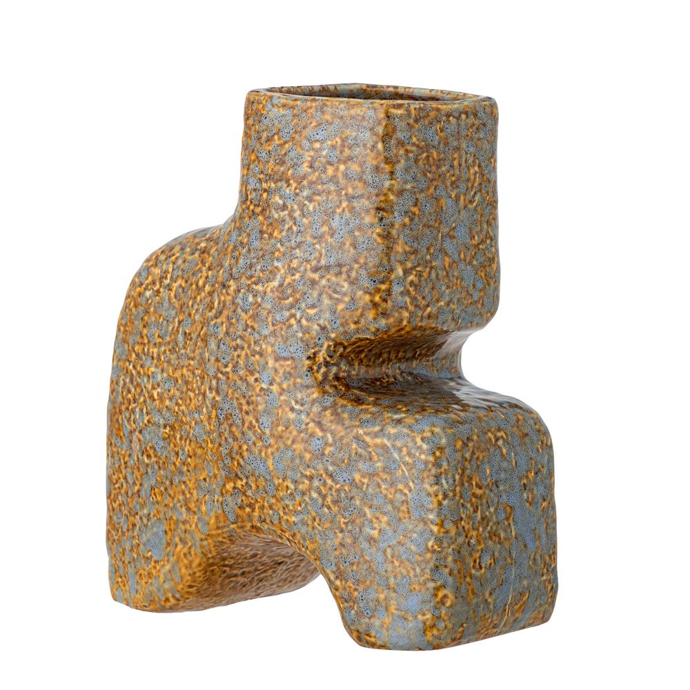 Bloomingville Ollia Vase aus Steingut in Braun – dekorative Vase fürs Wohnzimmer