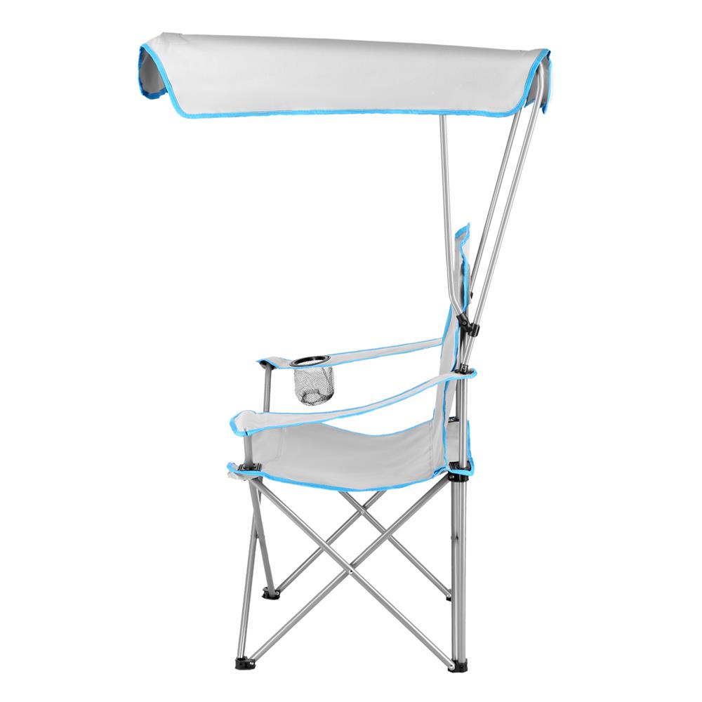 NILS CAMP Campingstuhl mit Sonnendach Grau - faltbarer Klappstuhl für Camping, Strand & Garten