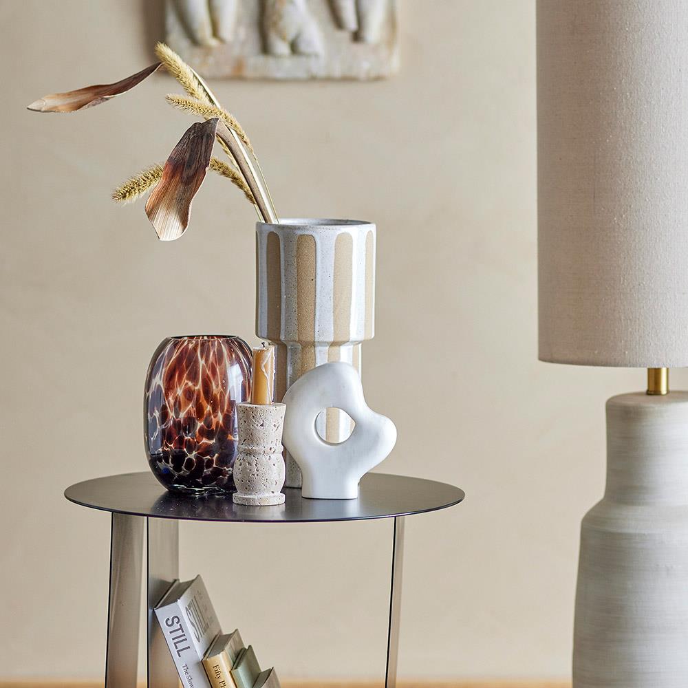 Bloomingville Awah Vase, Natur, Steingut, 28,5 cm, weiß glasiert, wasserfest, skandinavisches Design
