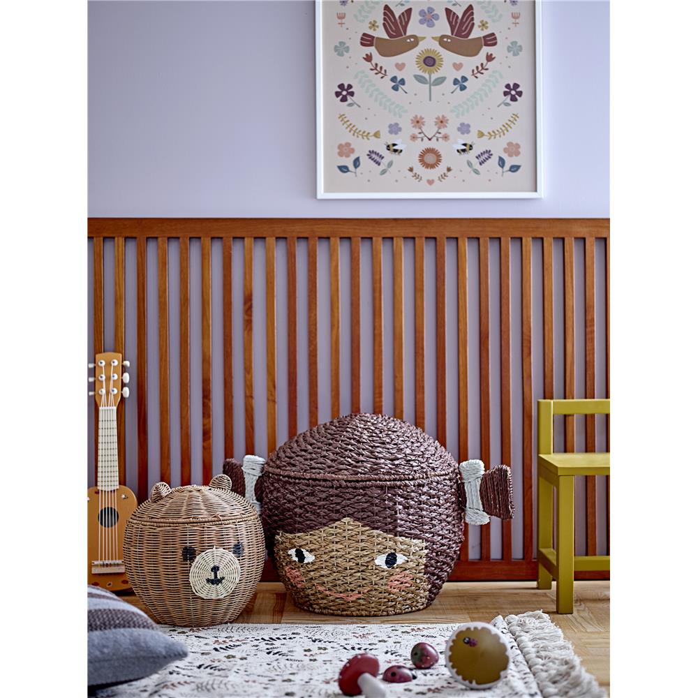 Bloomingville MINI Lill Korb mit Deckel Bankuangras Weide Braun 62 x 44 x 40,5 cm