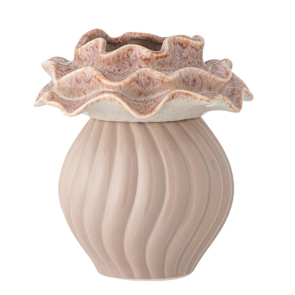 Bloomingville Petalia Vase Rose Steingut D15,5xH17 cm – elegante Rosenvase