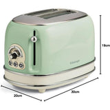 Ariete Vintage Toaster, Grün, 2-Scheiben-Toaster mit 6 Bräunungsstufen, 810W