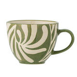 Bloomingville Heikki Tasse – grüne Steingut-Tasse mit geprägtem Muster, 240 ml