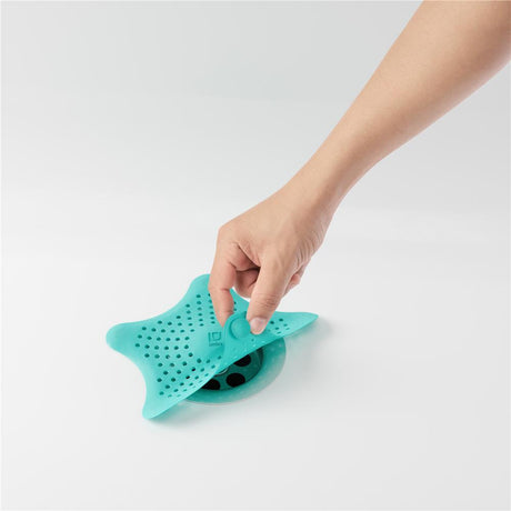 Umbra Starfish Abfluss Haarfänger mit Saugnäpfen, Silikon Abflusssieb, in Türkis