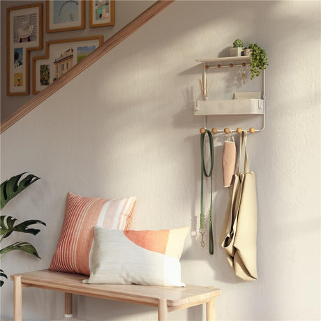 Umbra Estique Regal mit 10 Haken, Accessoire Organizer für den Eingang, in Weiß