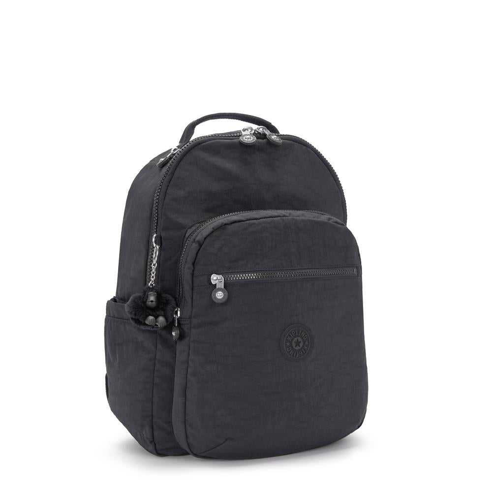 Kipling SEOUL L, Großer Schulrucksack mit 15-Zoll-Laptopfach, 27L, Black Noir (schwarz)