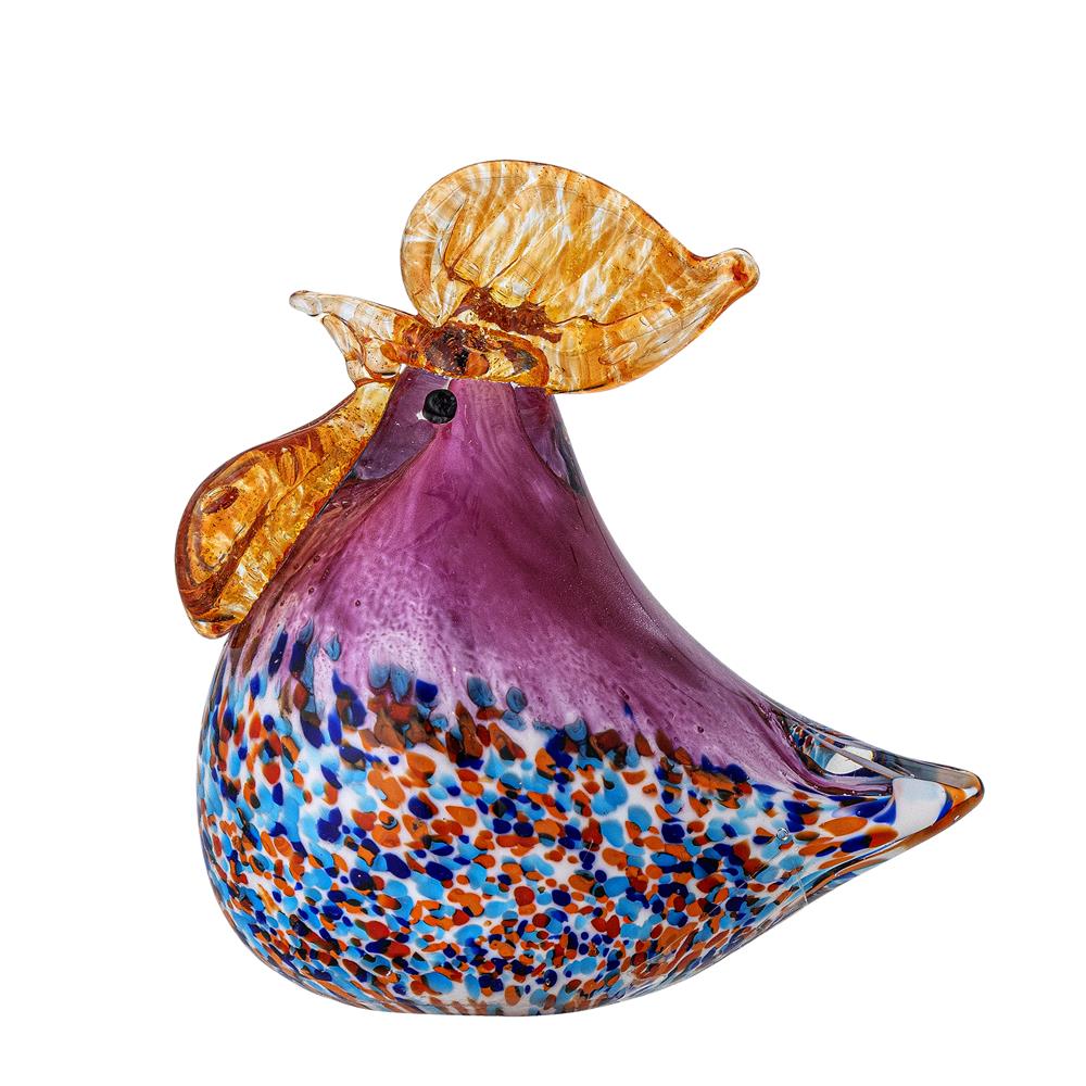 Bloomingville Livie Glasfigur, Pink, Bunt – mundgeblasene Dekofigur in Form eines Huhn