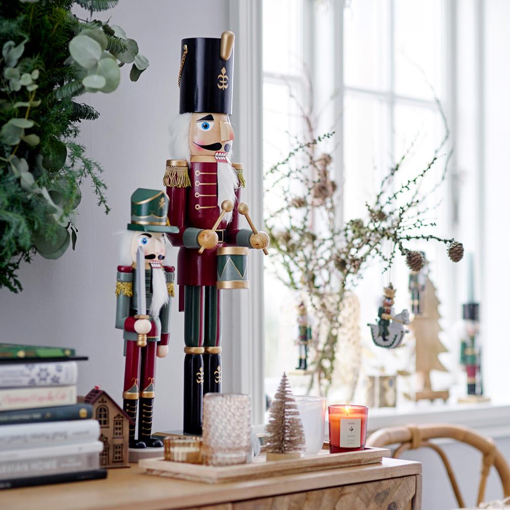 Bloomingville Darren Nussknacker Rot/Grün 2er Set Holz Weihnachtsdeko Figuren