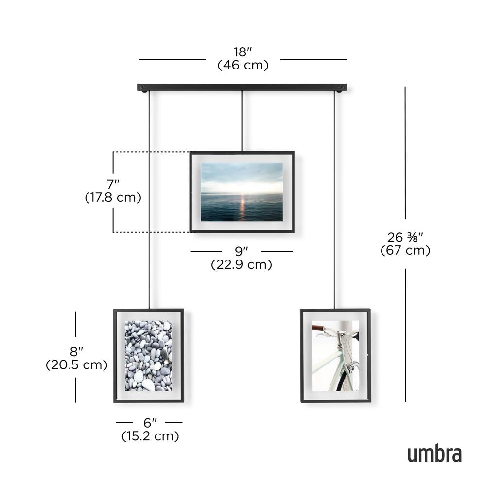Umbra Exhibit Foto Collage Bilderrahmen, für 3 Fotos (2x 10x15cm und 1x 13x18cm), in Schwarz