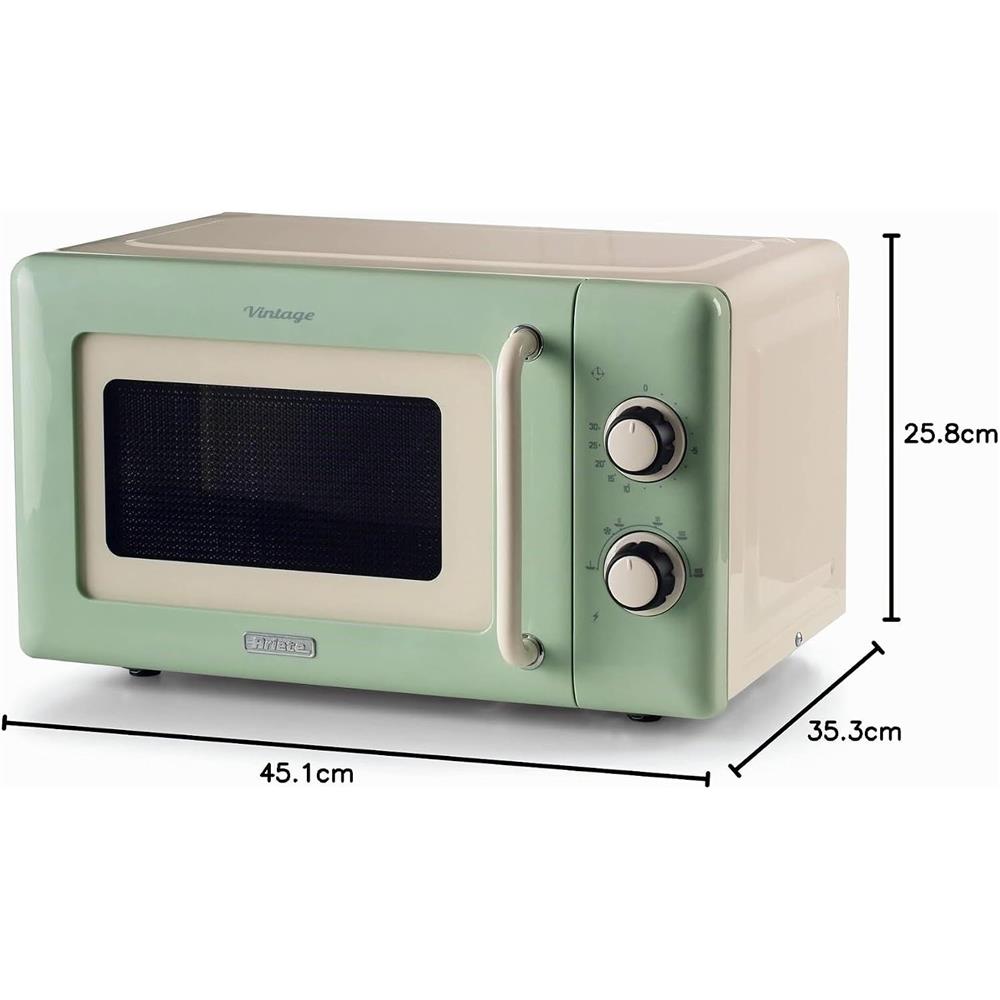 Ariete Vintage Mikrowelle, Grün, 20L Mikrowellenofen im Retro-Design, 800W, 5 Stufen