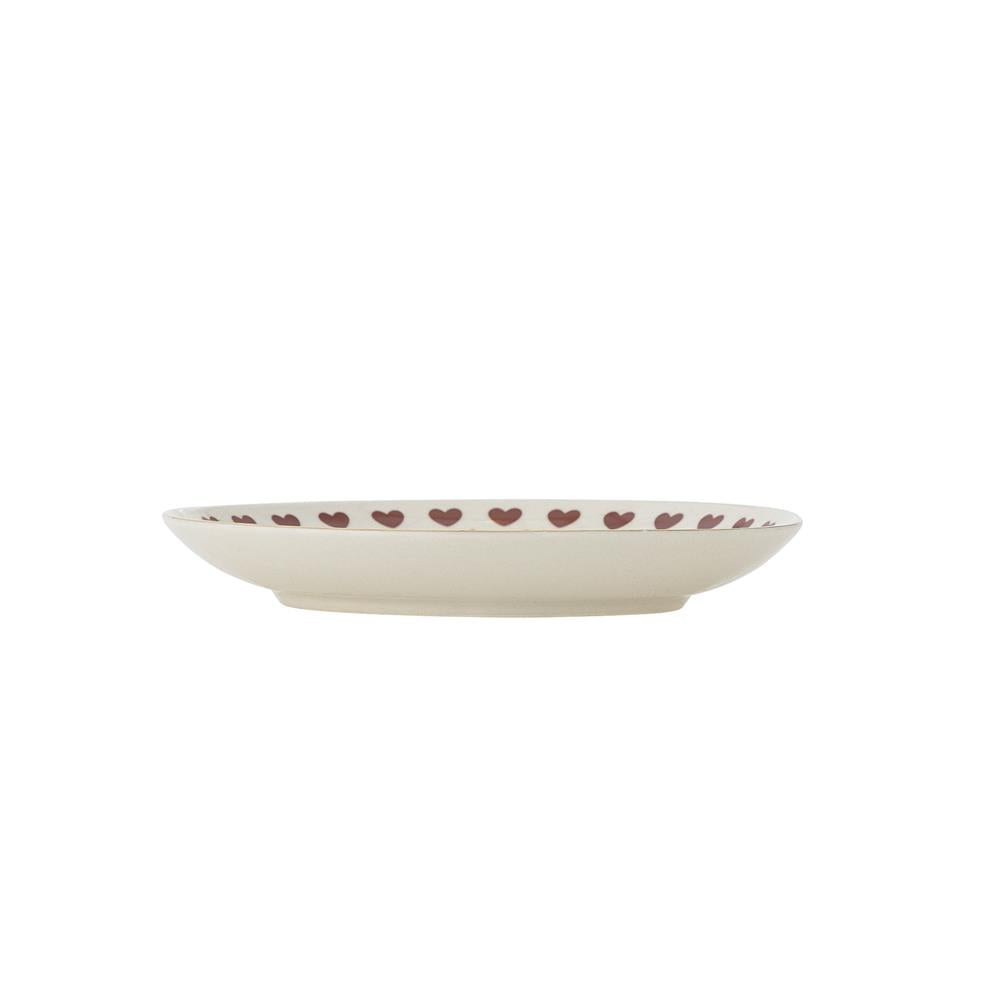 Bloomingville Jolly Weihnachtsteller, Rot, Steingut 16 cm mit Herzmotiv