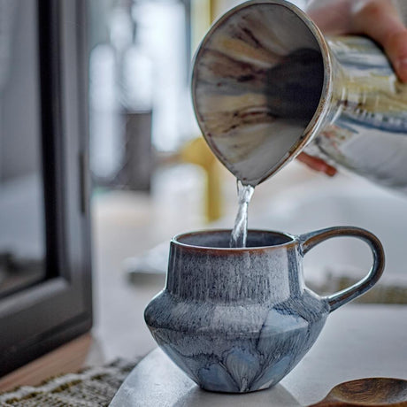 Bloomingville Bessie Becher blau Steingut 4er Set 300 ml