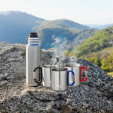 NILS CAMP Campingbecher Edelstahl 300 ml Blau - doppelwandiger Outdoor Becher mit Karabiner für Camping