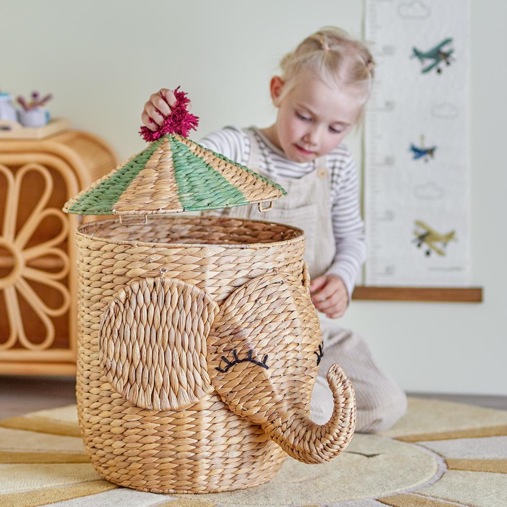 Bloomingville MINI Bobo Korb mit Deckel Natur Wasserhyazinthe 35cm